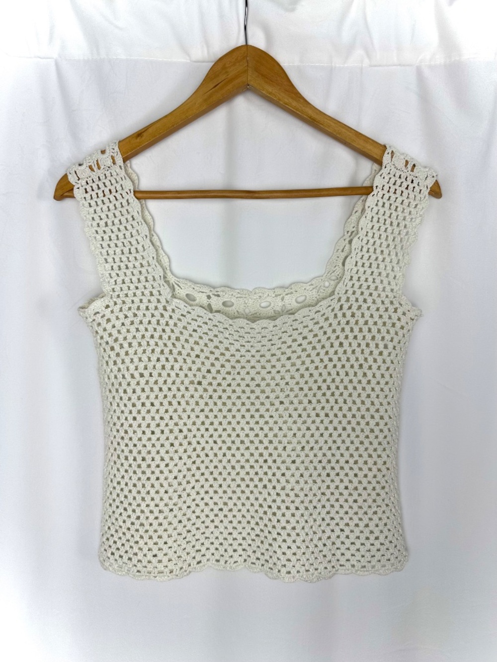 Vintage Handmade Cream Crochet Tank Top Boho Festival Cottagecore XS - Picture 16 of 16